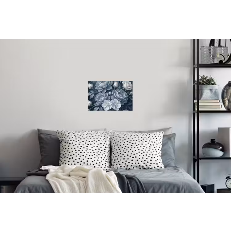 Bloemen - Boeket - Winter - Abstract - Blauw Muursticker klein -slaapkamer