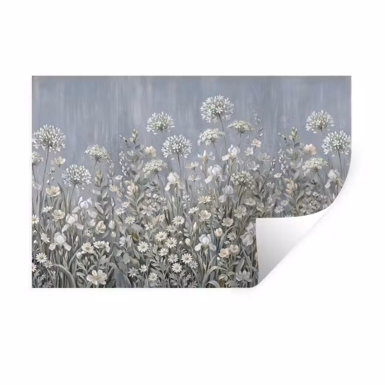 Bloemen - Botanisch - Blauw Muursticker klein -3d