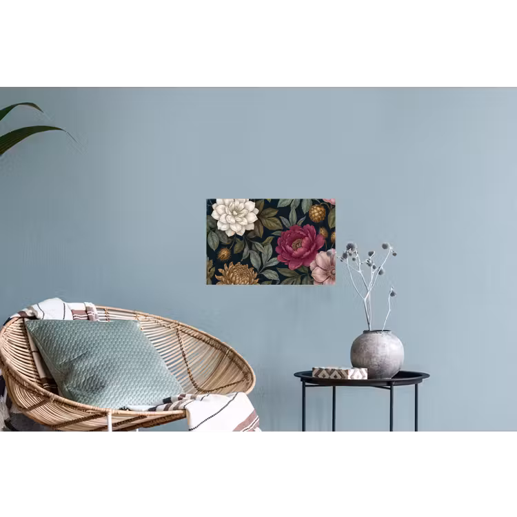 Bloemen - Botanisch - Illustratie - Donker - Vintage Muursticker klein -plant