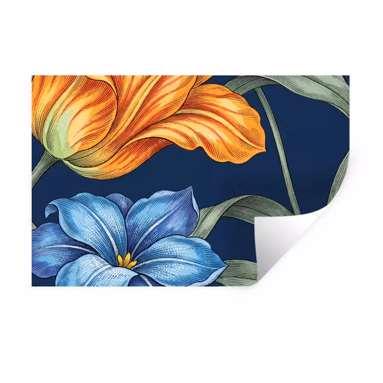 Muursticker - Bloemen - Botanisch - Patroon - Bloemen - Botanisch - Patroon Muursticker klein