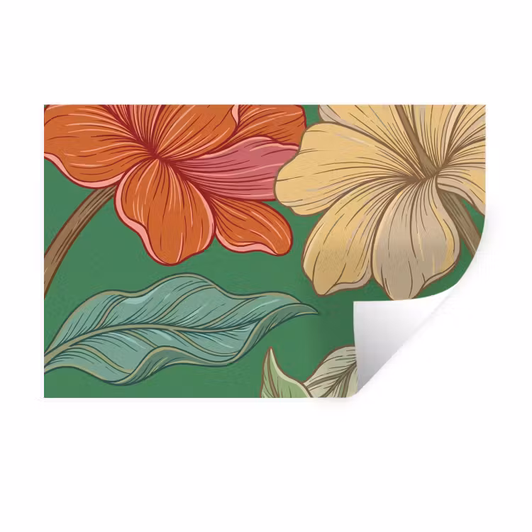 Muursticker - Bloemen - Groen - Illustratie - Bloemen - Groen - Illustratie Muursticker klein