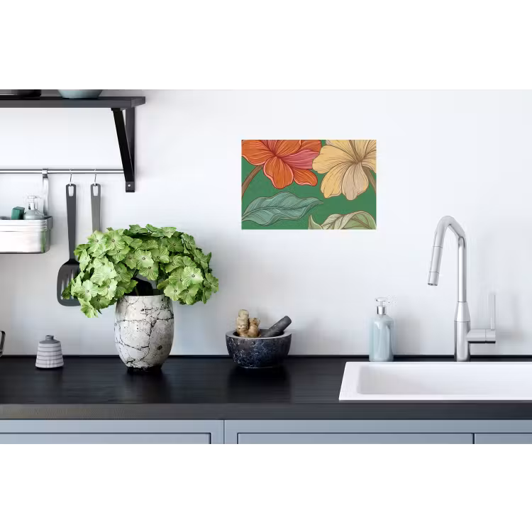 Muursticker - Bloemen - Groen - Illustratie - Bloemen - Groen - Illustratie Muursticker klein