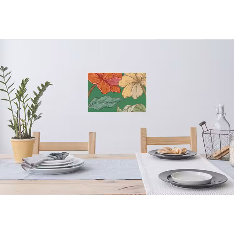 Muursticker - Bloemen - Groen - Illustratie - Bloemen - Groen - Illustratie Muursticker klein