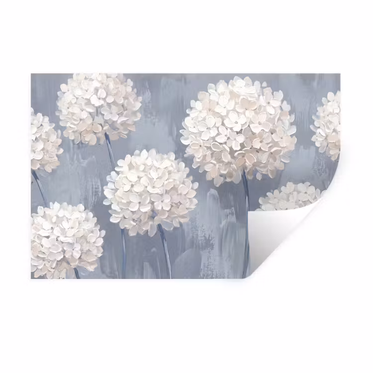Bloemen - Illustratie - Blauw Muursticker klein -3d