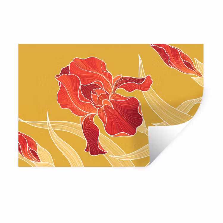 Muursticker - Bloemen - Illustratie - Rood - Bloemen - Illustratie - Rood Muursticker klein