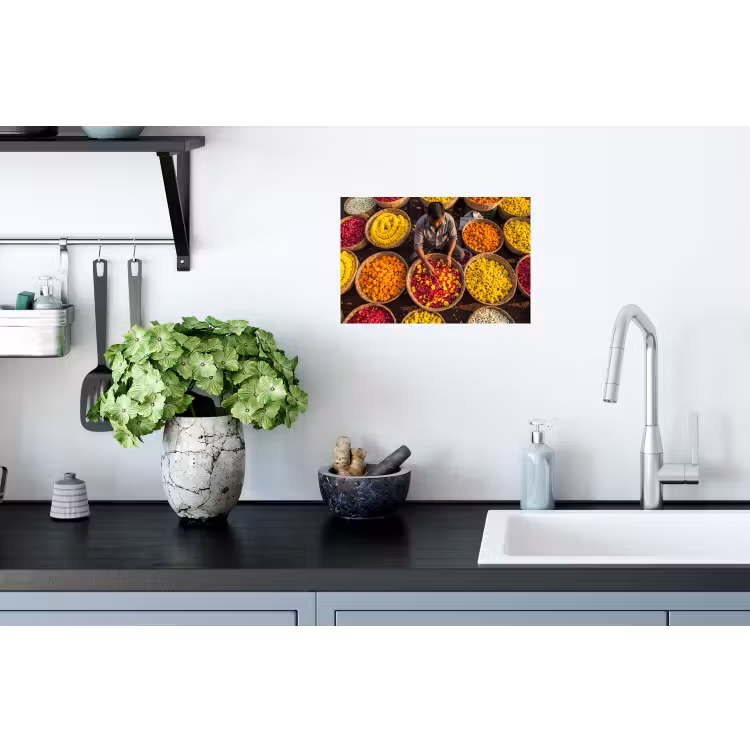 Muursticker - Bloemen - Markt - Kleurrijk - Bloemen - Markt - Kleurrijk Muursticker klein