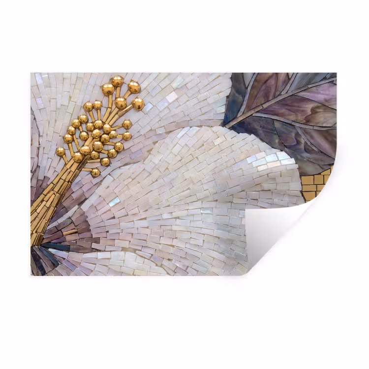 Bloemen - Mozaïek - Kunst - Modern - Goud Muursticker klein -3d