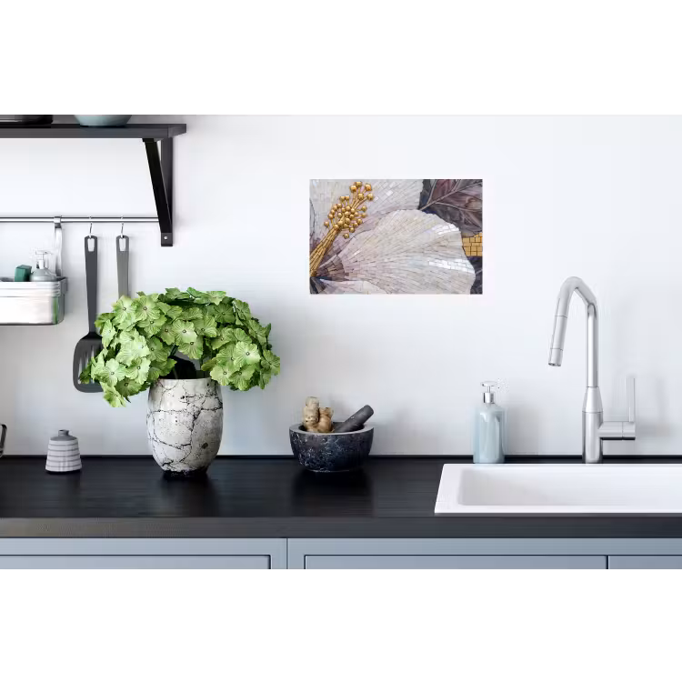Bloemen - Mozaïek - Kunst - Modern - Goud Muursticker klein -keuken