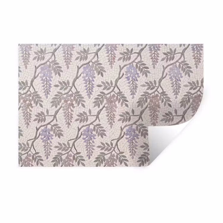 Bloemen - Mozaïek - Natuur - Patroon - Paars Muursticker klein -3d