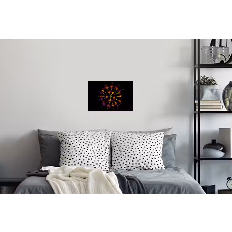 Bloemen - Oranje - Roze - Zwart Muursticker klein -slaapkamer