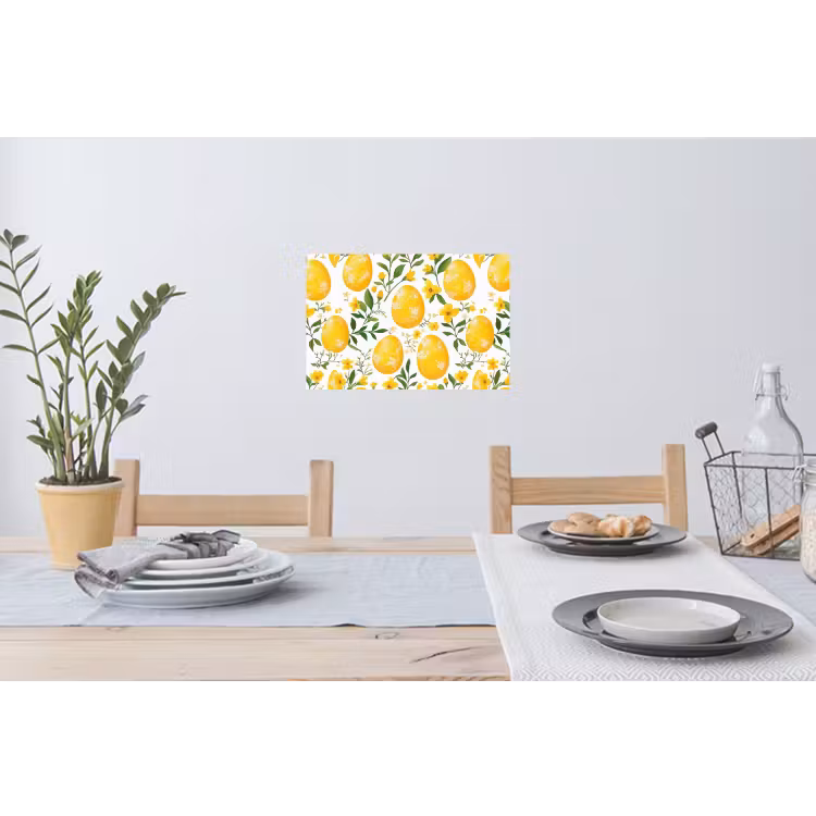 Bloemen - Paaseieren - Geel Muursticker klein -eettafel