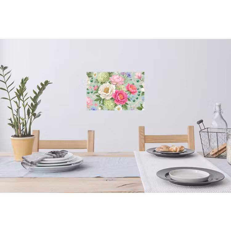Bloemen - Patroon - Botanisch - Groen Muursticker klein -eettafel