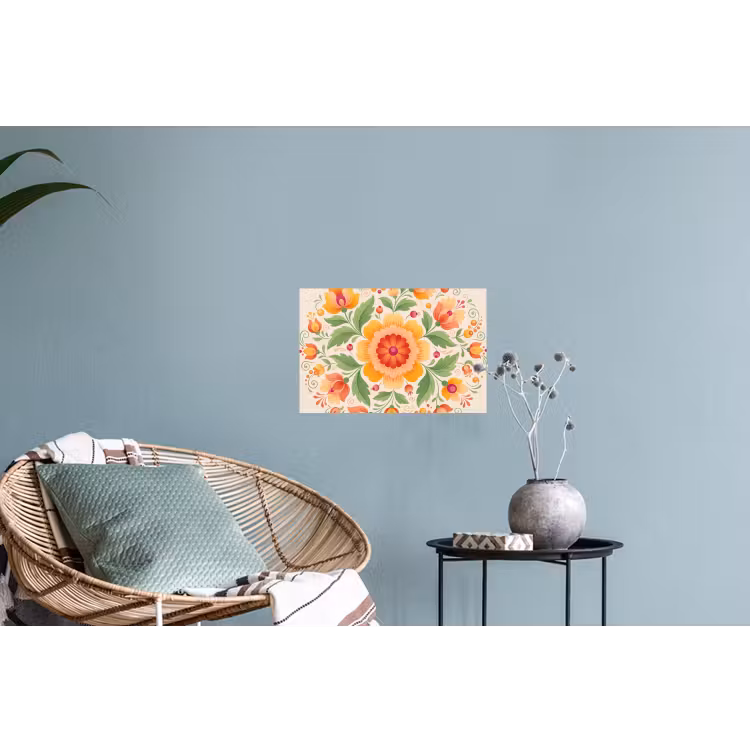 Bloemen - Patroon - Decoratief - Oranje Muursticker klein -plant