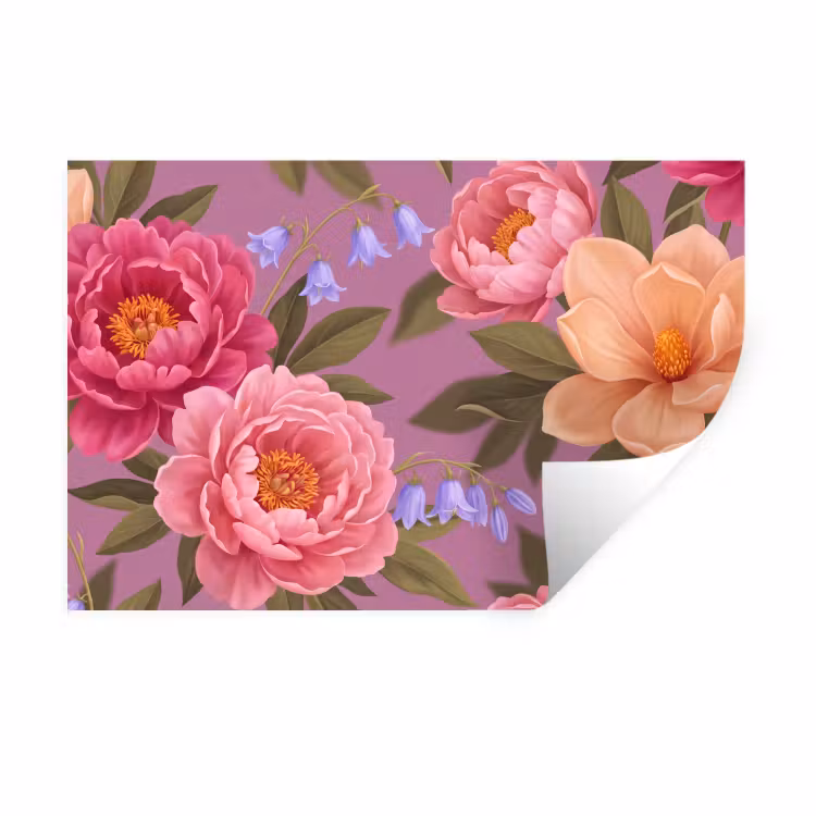 Bloemen - Patroon - Illustratie - Roze Muursticker klein -3d