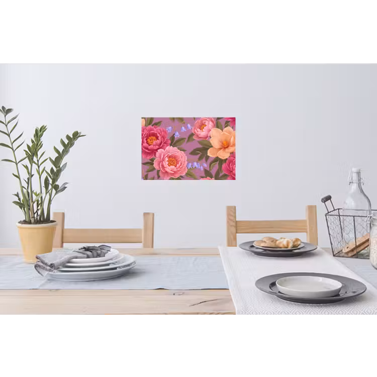 Bloemen - Patroon - Illustratie - Roze Muursticker klein -eettafel