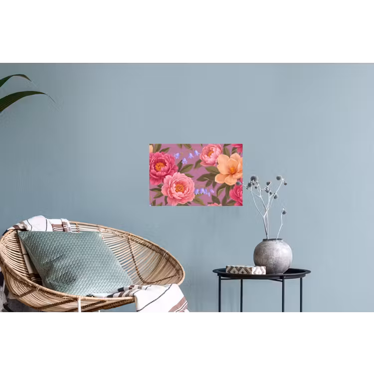 Bloemen - Patroon - Illustratie - Roze Muursticker klein -plant