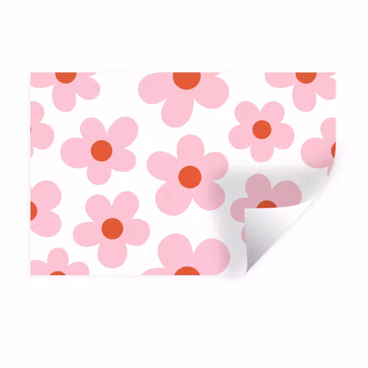Bloemen - Patroon - Modern - Roze - Wit Muursticker klein -3d