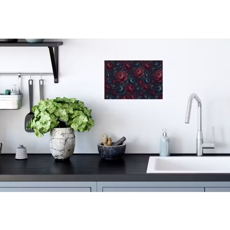 Bloemen - Patroon - Natuur - Klassiek - Donker Muursticker klein -keuken