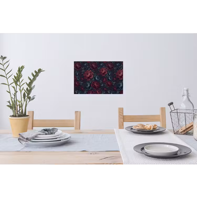 Bloemen - Patroon - Natuur - Klassiek - Donker Muursticker klein -eettafel