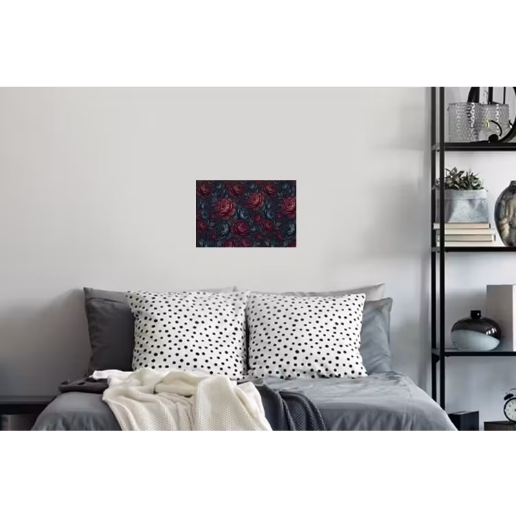 Bloemen - Patroon - Natuur - Klassiek - Donker Muursticker klein -slaapkamer