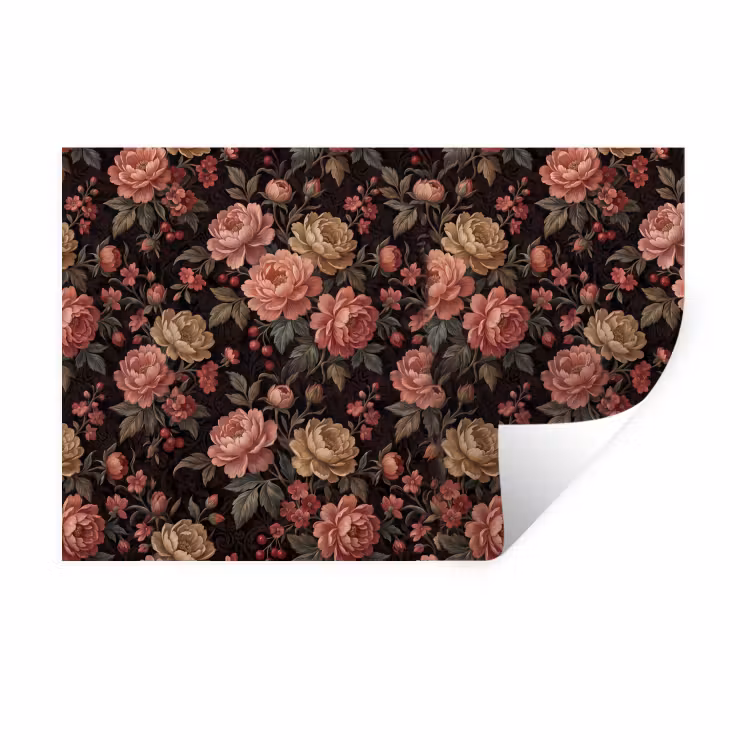 Bloemen - Patroon - Natuur - Vintage - Roze Muursticker klein -3d