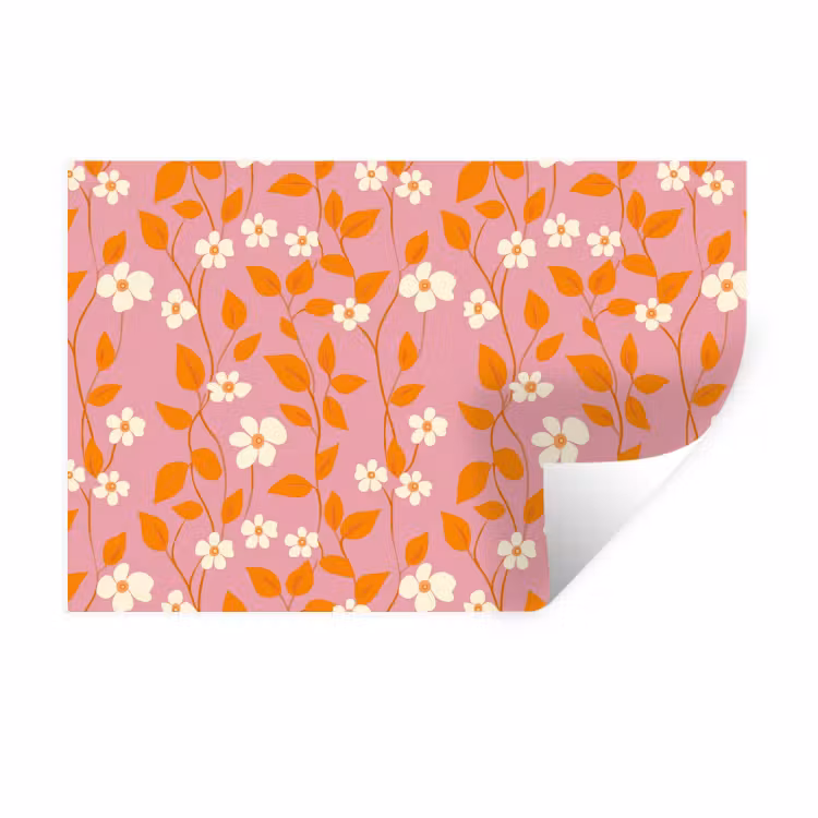 Bloemen - Patroon - Oranje Muursticker klein 286 -3d