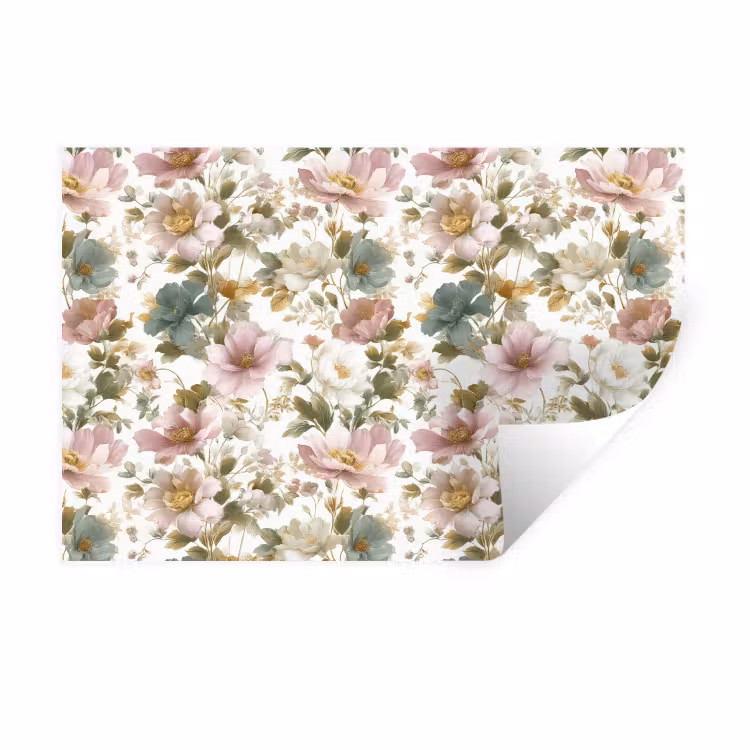 Bloemen - Patroon - Pastel Muursticker klein 286 -3d