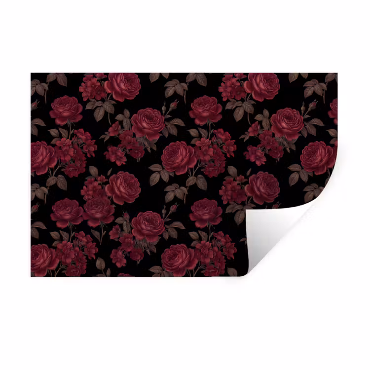 Bloemen - Roos - Patroon - Klassiek - Rood Muursticker klein -3d