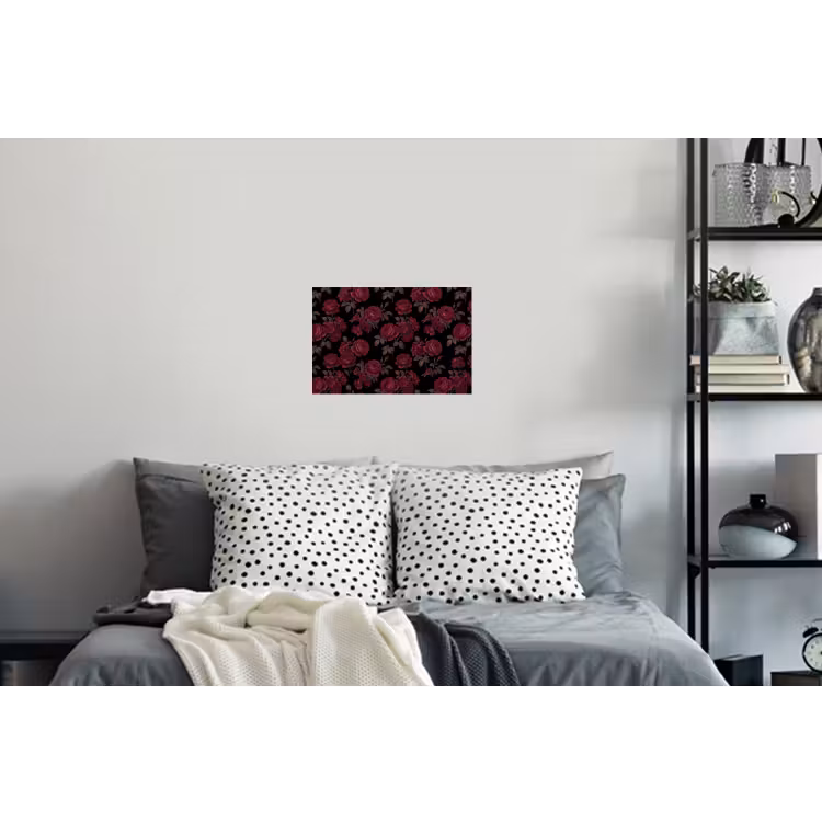 Bloemen - Roos - Patroon - Klassiek - Rood Muursticker klein -slaapkamer