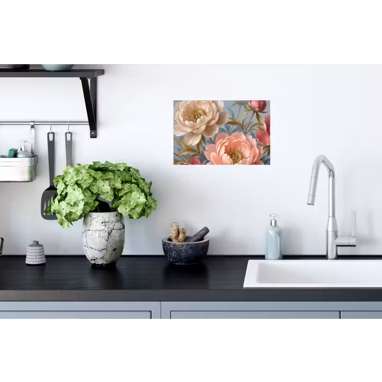 Bloemen - Roze - Beige - Modern - Natuur Muursticker klein -keuken