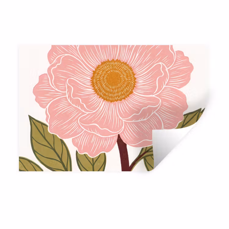 Muursticker - Bloemen - Roze - Illustratie - Bloemen - Roze - Illustratie Muursticker klein