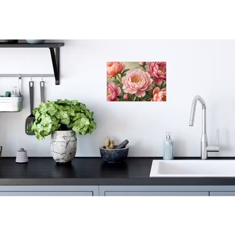 Bloemen - Roze - Klassiek - Gedetailleerd - Natuur Muursticker klein -keuken