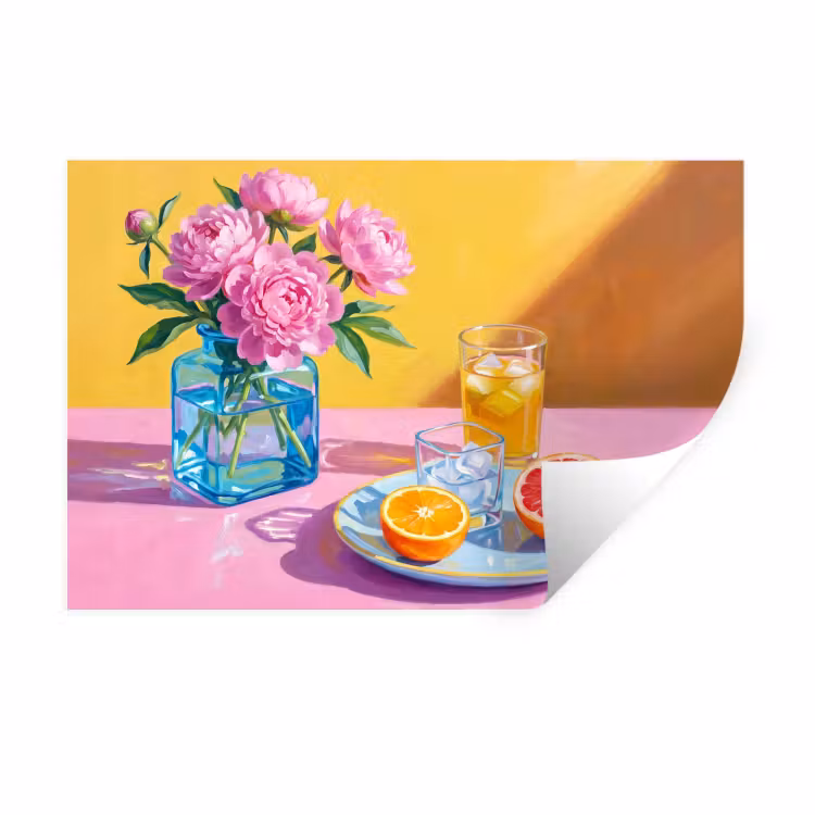 Muursticker - Bloemen - Roze - Modern - Bloemen - Roze - Modern Muursticker klein