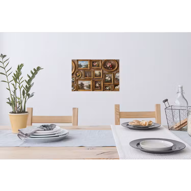Bloemen - Rozen - Klassiek - Vaas - Kleurrijk Muursticker klein -eettafel