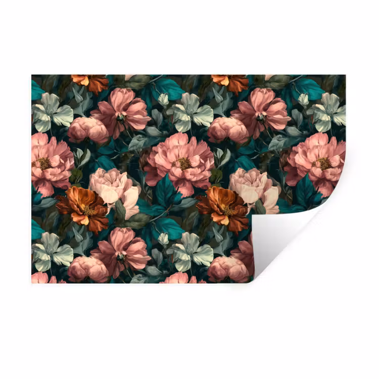 Bloemen - Schilderachtig - Patroon - Roze Muursticker klein 286 -3d