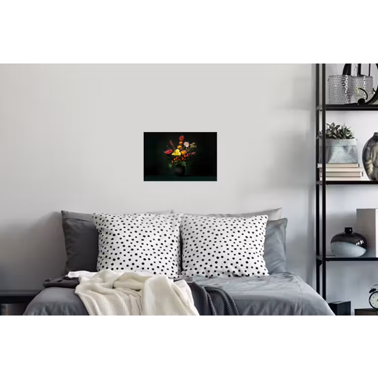 Bloemen - Vaas - Zwart Muursticker klein -slaapkamer