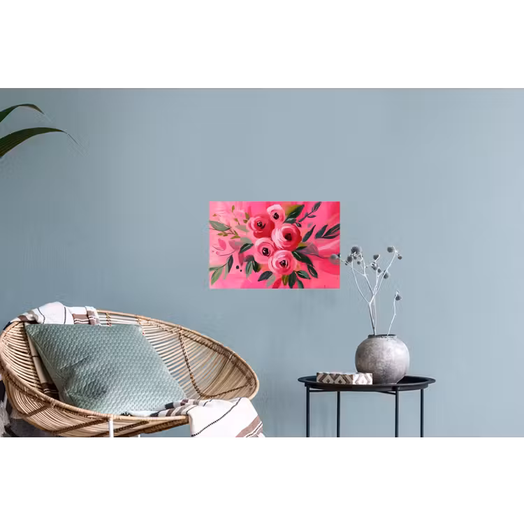 Bloemen - Verf - Roze Muursticker klein -plant