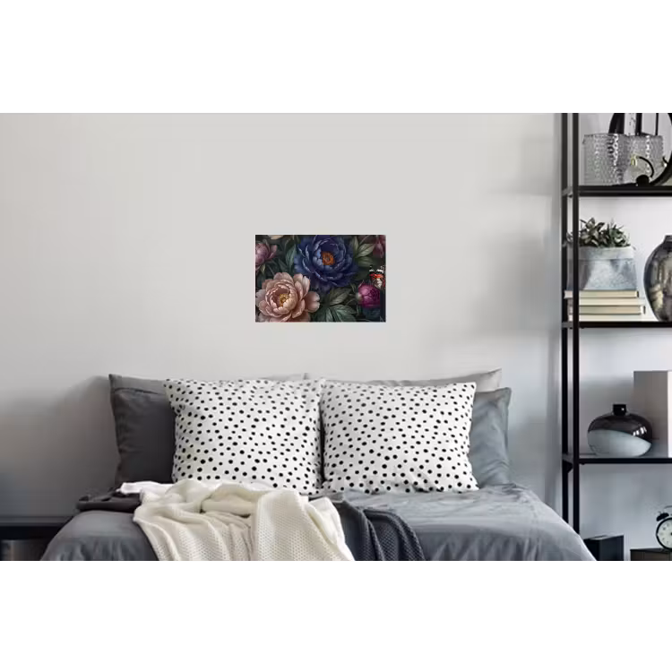 Bloemen - Vlinder - Natuur - Modern - Paars Muursticker klein -slaapkamer