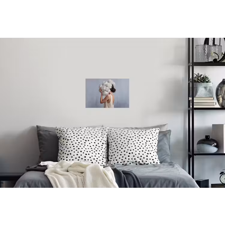 Bloemen - Vrouw - Wit Muursticker klein -slaapkamer