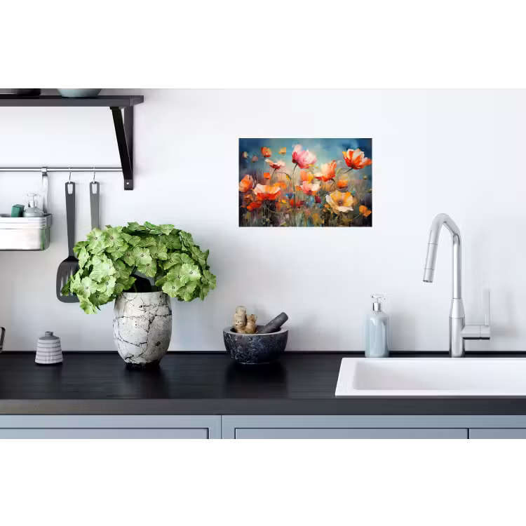 Bloemen - Watercolor - Kunst - Botanisch - Natuur Muursticker klein -keuken