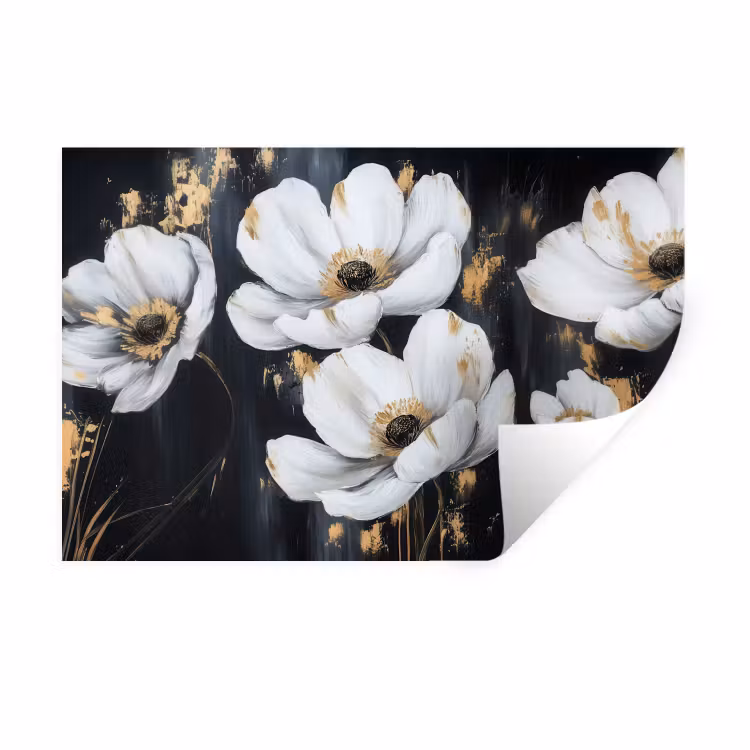 Bloemen - Wit - Abstract Muursticker klein -3d