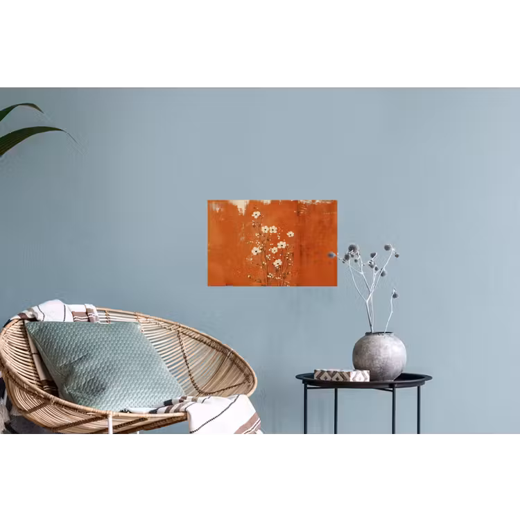 Bloemen - Wit - Subtiel - Roestkleur Muursticker klein -plant