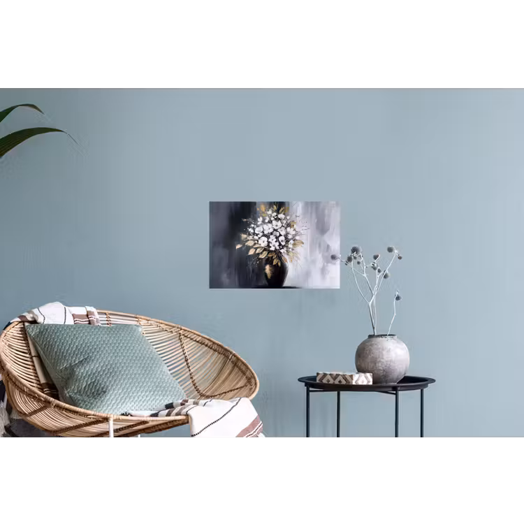 Bloemen - Wit - Vaas - Abstract Muursticker klein -plant