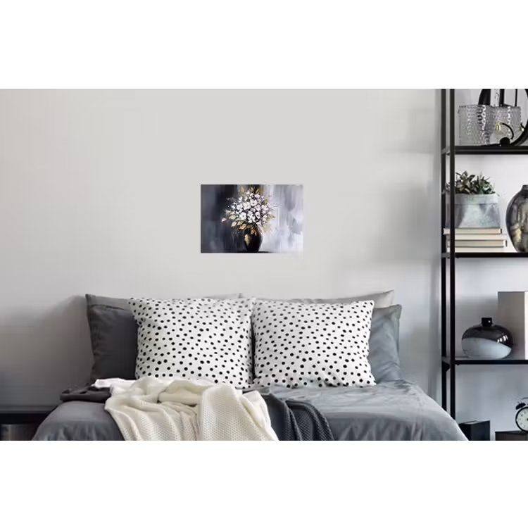 Bloemen - Wit - Vaas - Abstract Muursticker klein -slaapkamer