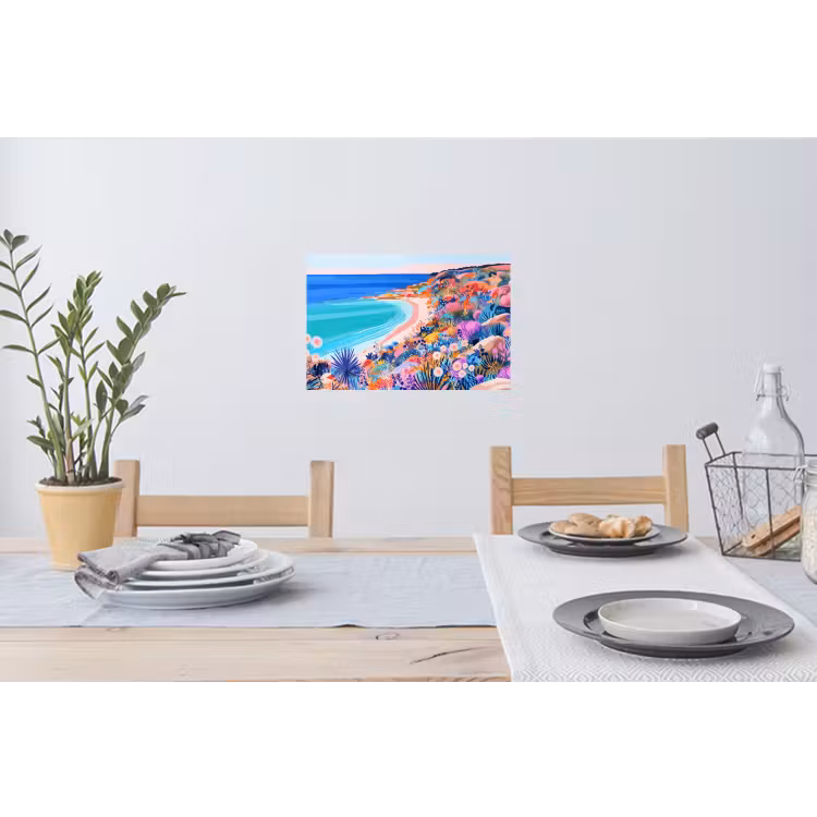 Bloemenweide - Zee - Zomers Muursticker klein -eettafel