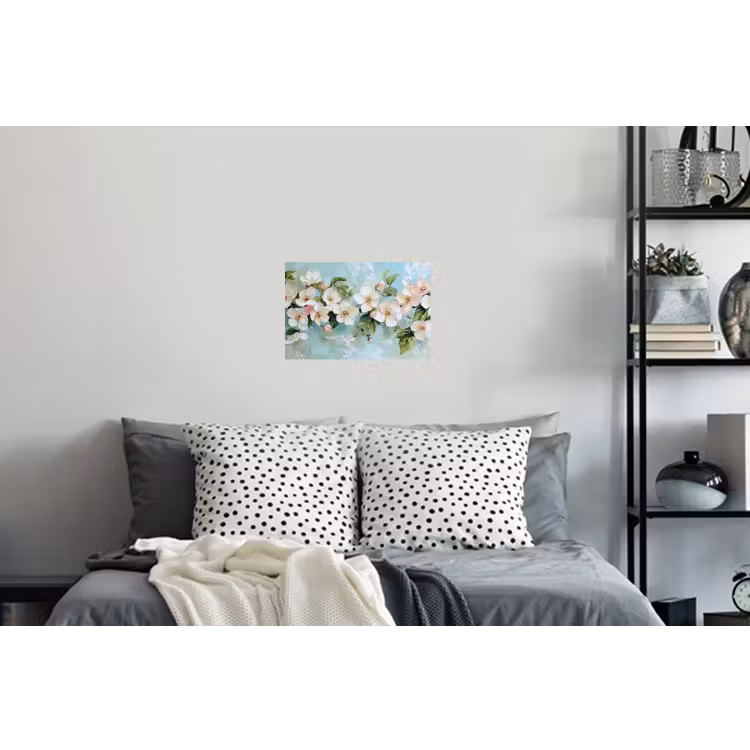 Bloesem - Bladeren - Lichtblauw Muursticker klein -slaapkamer