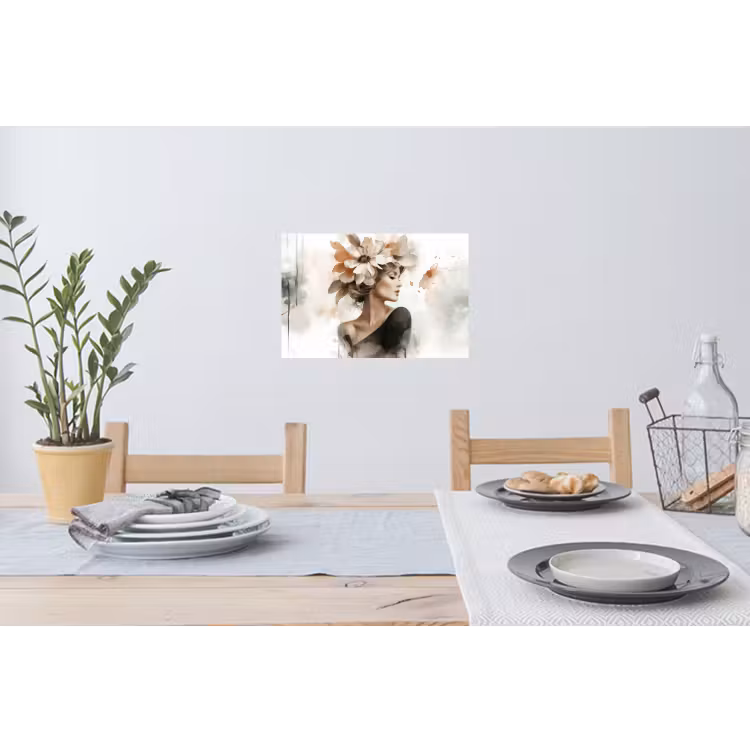 Bloesem - Portret - Gezicht Muursticker klein -eettafel
