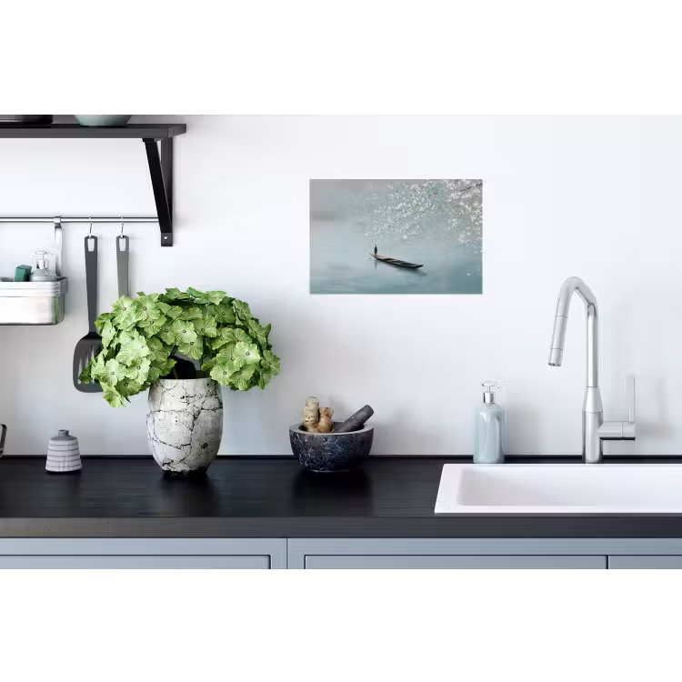 Bloesems - Minimalistisch - Wateroppervlak - Boot Muursticker klein -keuken