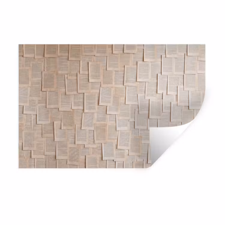 Boekpagina - Collage - Literatuur - Vintage - Beige Muursticker klein -3d