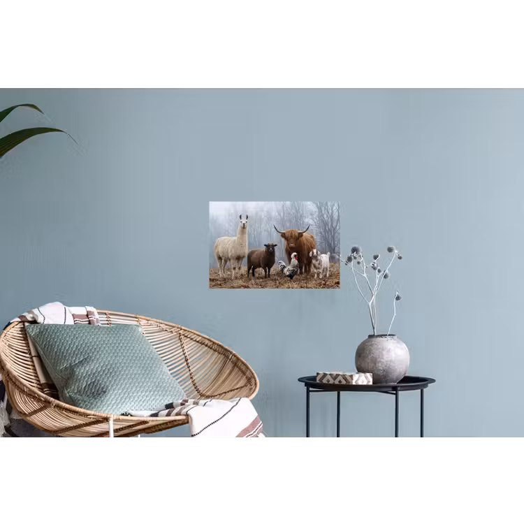 Boerderijdieren - Groep - Mist - Natuur - Rustiek Muursticker klein -plant